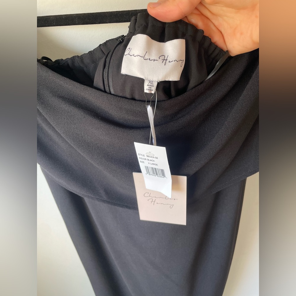 Charles Henry NWT Women Black Solid Off the Shoulder Cocktail Dress Size XL - Picture 4 of 6